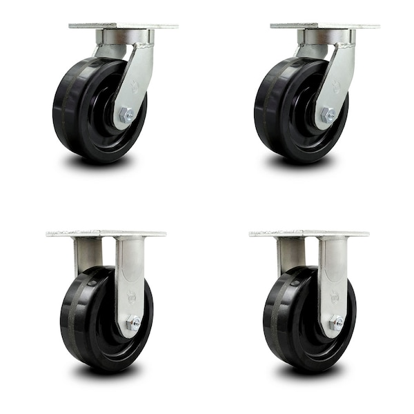8 Inch Extra Heavy Duty Phenolic Wheel Caster Swivel Locks 2 Rigid SCC, 2PK